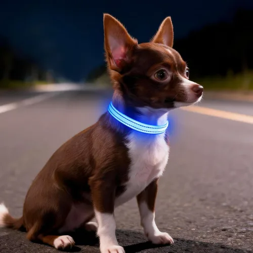 Vista 6 de Collar de perro iluminado para perros pequeños, collar de perro con luces LED recargables de seguridad, totalmente ajustable, que brilla