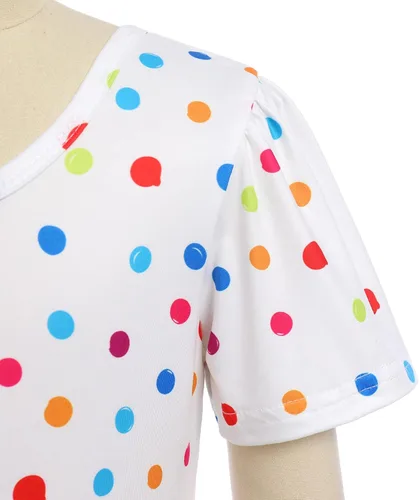 Vista 4 de Vestido de manga corta para niña, vestido de fiesta con vuelo de arco iris, vestido de verano acampanado, casual, vestido de patinadora
