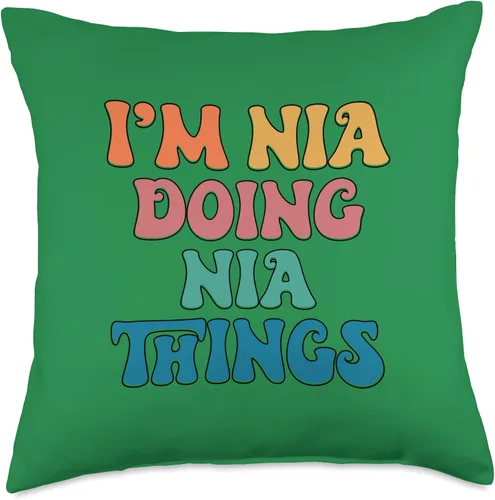 Vista 5 de For Someone Named Nia Designs Funny Name, Nia Things - Almohada de 16 x 16 pulgadas, multicolor