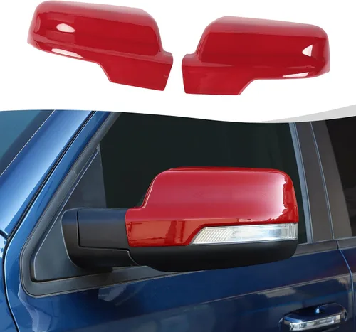 Vista 8 de Cubierta de espejo lateral de fibra de carbono para espejo retrovisor compatible con Dodge RAM 2018-2024