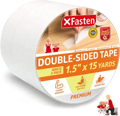 Vista 9 de XFasten cinta adhesiva de doble cara, extraíble, 1.5 pulgadas נ15 yardas, rollo único