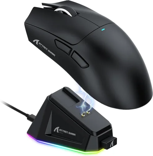 Vista 14 de ATTACK SHARK X11 Ultra-Light Triple Mode Gaming Mouse PAW3311 Sensor óptico 22K DPI 5 botones programables con soporte de carga magnético para Blanco