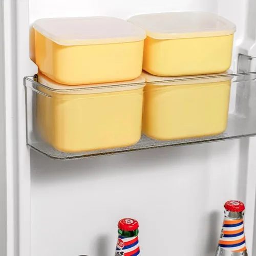 Vista 6 de Recipiente de queso en rodajas para refrigerador, recipientes de almacenamiento de queso de plástico con tapas, bloque de mantequilla, recipiente