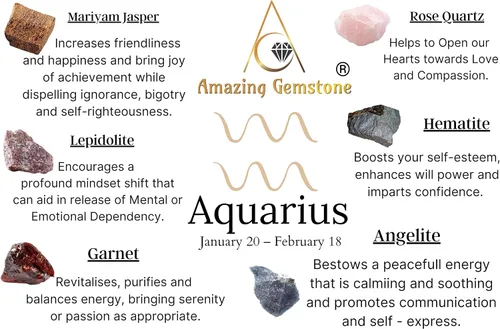 Vista 3 de Amazing Gemstone Aquarius Gifts - Kit de cristal del zodiaco para mujeres y hombres, juego de piedras curativas de lepidolita, pulseras de granate