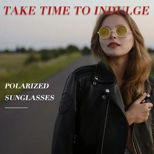 Vista 6 de Gafas de sol Joopin polarizadas estilo Lennon redondas gafas de sol estilo hippy redondas para mujer y hombre
