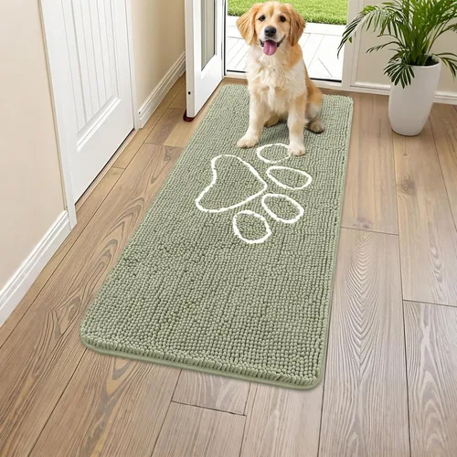 Vista 134 de Smiry Tapete para puerta de perro para patas fangosas, absorbente y Gris y negro
