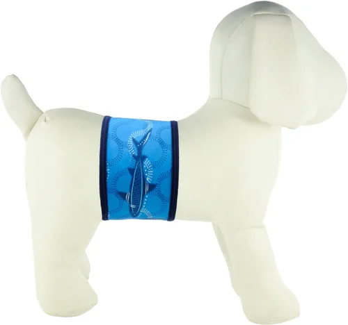 Vista 3 de Bandas lavables y reutilizables de vientre para perro macho de PlayaPup, Tiki Flame