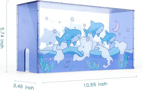Vista 5 de GeekShare Cute Shark - Cubierta de acrílico transparente para muelle SwitchOLED, funda impermeable para montaje compatible con Nintendo