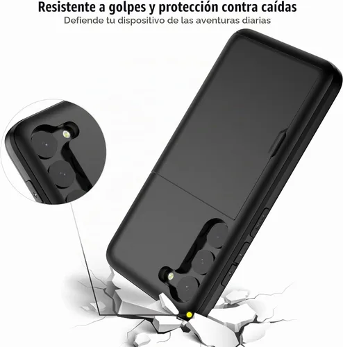 Vista 5 de Nvollnoe Funda para Samsung S23 con tarjetero 5G de 6.1 pulgadas, delgada, de doble capa, resistente, protector para Galaxy S23, funda con ranura