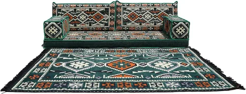 Vista 37 de arabicsofa Sofá Tradicional Árabe para Piso – Juego de Cojines Modulares para Sala de Estar Azul