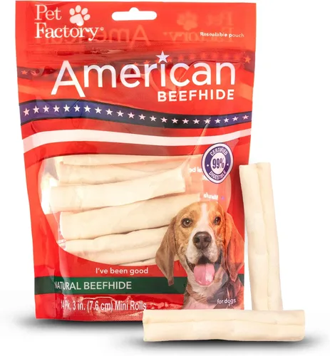 Vista 10 de Pet Factory American Beefhide - Mini rollos de golosinas masticables para perros de 3 a 3.5 pulgadas, sabor a pollo, 14 unidades/1 paquete