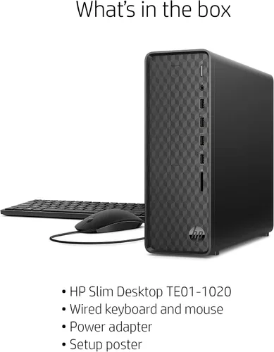 Vista 5 de HP Envy Desktop Intel Core i7-10700 de 10ª generación, 16 GB de RAM, disco duro de 1 TB y SSD de 512 GB, Windows 11 (TE01-1020, negro)