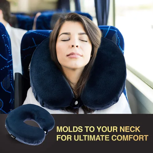 Vista 7 de Charles Albert - Almohada de viaje de espuma viscoelástica, almohada de cuello en forma de U, cojín ultra suave y cómodo para soporte del cuello