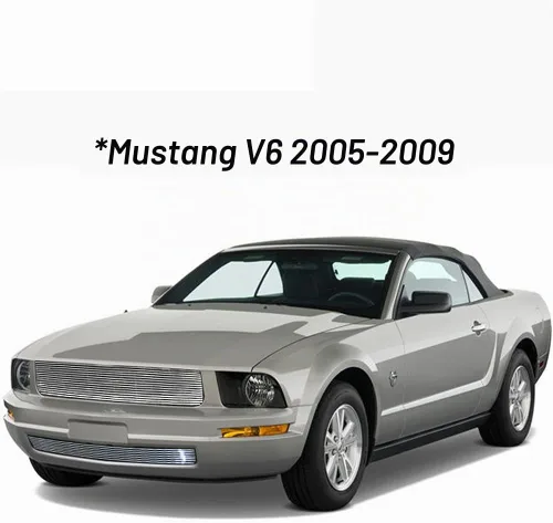 Vista 4 de Combo de insertos de rejilla cromada Billet para Ford Mustang V6 Premium 2005-2009 parrilla delantera 2 piezas de aluminio horizontal