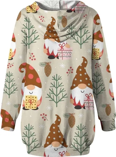 Vista 4 de Sudadera con capucha para mujer, diseño navideño, estampado a la moda, tallas S-3XL