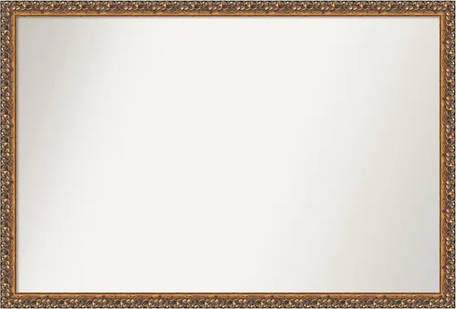 Vista 6 de Amanti Art Espejo de baño de bronce para sobre fregadero, 29 x 19 pulgadas, espejo rectangular de bronce antiguo, marco de madera tradicional