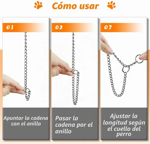 Vista 5 de TagME Collar de cadena para perros, entrenamiento antitirones para perros