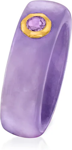 Vista 3 de Ross-Simons Anillo de jade lavanda y amatista de 0.20 quilates con oro de 14 quilates