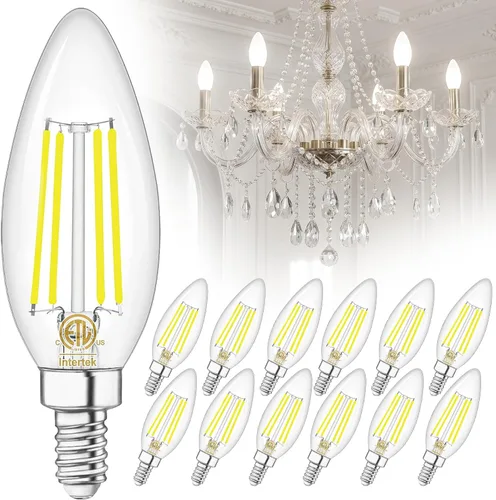 Vista 15 de winshine Bombillas LED E12 para candelabro regulables, 2700 K, blanco cálido, equivalente a 60 W, eficiencia energética, 4 W, tipo B