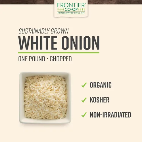 Vista 2 de Frontier Productos naturales, bolsa de cebolla blanca picada, producto orgánico certificado, bolsa de 16 oz