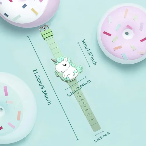 Vista 5 de Reloj de unicornio para niños para niñas pequeñas, tiempo de aprendizaje 3D lindo diseño de concha de dibujos animados niños reloj LED digital