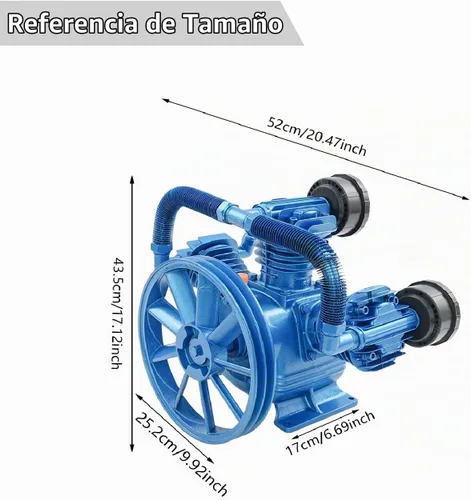 Vista 2 de LOYALHEARTDY Cabezal de bomba de compresor de aire 7.5KW 10HP 175PSI doble cilindro V estilo compresor de aire reemplazo de la bomba, cilindro