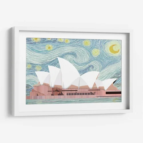 Vista 5 de Canvas Lab Sydney Opera House by DRAM 11 x 7 in Fine Art Framed Print, Frame Color: Black, With Mat