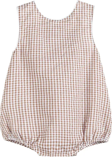 Vista 2 de Lil Cactus - Pelele de una pieza con diseño de burbujas, estilo seersucker o cuadros de gingham, para bebés y niños pequeños café Gingham