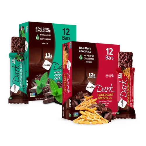 Vista 14 de NuGo Dark, caja variada de muestra, barra de proteínas veganas de 0.47-0.31 onzas, sin gluten, 12 CT