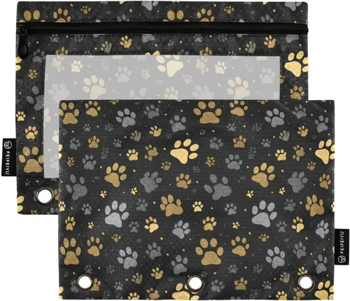 Vista 32 de SHJI Bolsas para carpetas, bolsa de lápices de mármol rosa y azul para carpeta de 3 anillas, paquete de 2 bolsas transparentes con cremallera