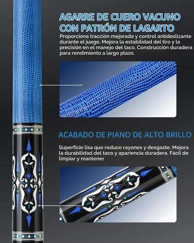 Vista 7 de KONLLEN Carbon Fiber Pool Cue Stick 58-inch Professional Pool Sticks for Adults Full Carbon Technology 1.0 Taco azul