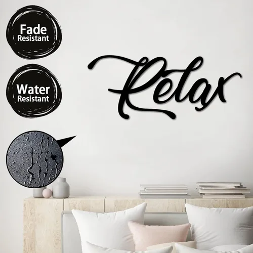Vista 4 de Letrero decorativo de pared con diseño de esculturas de corte relajado, arte de palabras 3D, decoración de pared de metal, decoración colgante