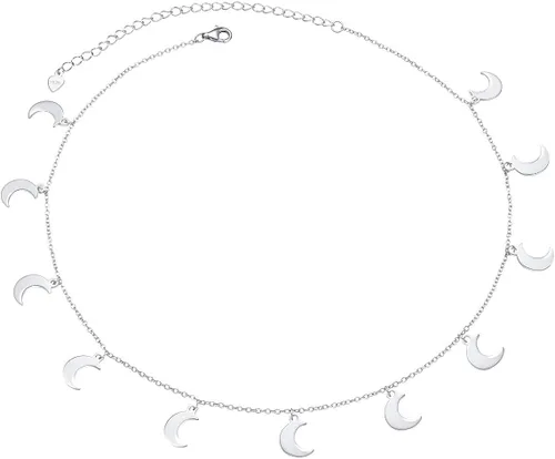 Vista 14 de Gargantilla de plata esterlina con colgante de cadena de disco para mujer, 13+3 pulgadas