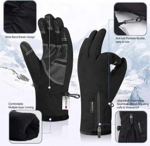 Vista 5 de Balhvit -10℉ Waterproof Winter Gloves for Men & Women, 5-Layer Ski & Snow Gloves for Cold Weather, Breathable Warm Gloves with Touch Screen Fingers