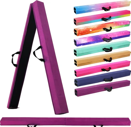 Vista 11 de Viga de equilibrio plegable de 6 pies/9 pies para niños de 3 a 15 años - Viga de suelo de gimnasia plegable, antideslizante, bolsa de transporte