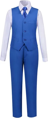 Vista 3 de Addneo Trajes formales de 5 piezas con camisa y chaleco, Blanco