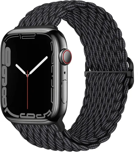 Vista 30 de Qimela - Correa elástica Solo Loop compatible con Apple Watch de 49 mm, 46 mm, 45 mm, 44 mm, 42 mm, 41 mm, 40 mm y 38 mm, correa trenzada Verde