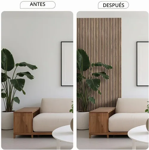 Vista 7 de Paneles de madera para pared, panel de listones de madera insonorizado y acústico para decoración interior, paneles absorbentes de sonido