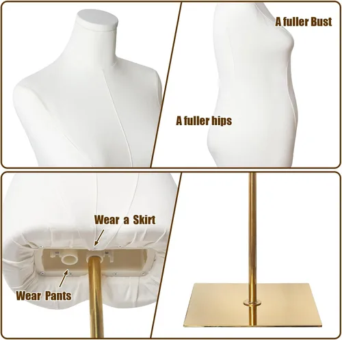 Vista 4 de maniquí femenino con forma de torso de talla grande para mujer, formas de vestido para costura, maniquí de cuerpo con alta estabilidad, soporte