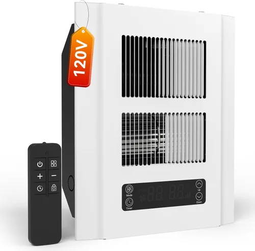 Vista 10 de Calentador de pared eléctrico de 240 V con 3 modos, 1500/750 W Marfil