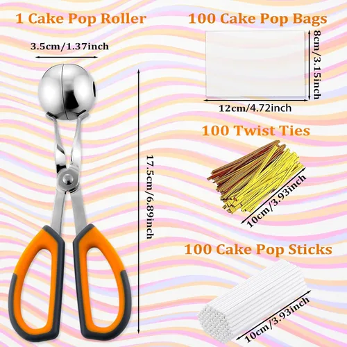 Vista 2 de Kit para hacer pasteles – Incluye 100 palitos, 100 bolsas, molde, herramientas para pasteles y paletas
