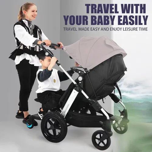 Vista 2 de Tabla de cochecito, tabla de paseo para cochecito, tabla universal para cochecito, tabla de cochecito con asiento desmontable, tabla de jinete