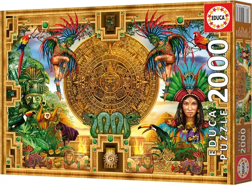 Vista 4 de Educa - Rompecabezas de 2000 piezas para adultos Montago azteca maya. 14 años (19565)