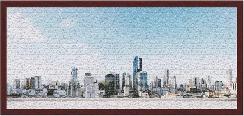 Vista 5 de Poster Palooza Marco para rompecabezas de 11.25 x 38.25 pulgadas, marco de madera marrón hecho para mostrar rompecabezas de 11.25 x 38.25 pulgadas