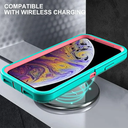 Vista 6 de YKHJKLEC Funda para iPhone X/iPhone Xs, grado militar 3 en 1, resistente a los golpes, a prueba de caídas, polvo con 2 protectores de pantalla