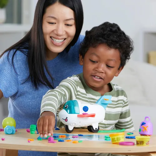 Vista 8 de Play-Doh Airplane Explorer - Juego de iniciación, juguetes preescolares para niñas y niños de 3 años y más con Jet, tapete de juego de mapa