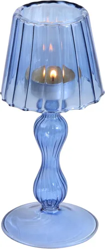 Vista 7 de Gurfuy Candelabro de cristal con forma de lámpara de escritorio – Candelabro de cristal de huracán decorativo para mesa, boda, comedor, centros