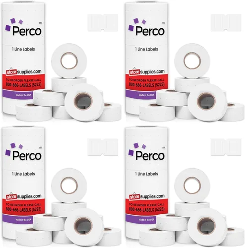 Vista 37 de Etiquetas azules Perco de 1 línea - 8 rollos, 1 funda, 8,000 etiquetas en blanco para pistolas de precio y fecha de 1 línea Perco - Fabricadas