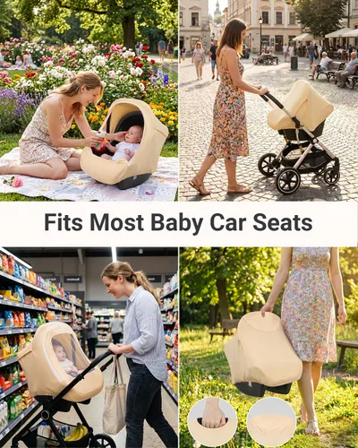 Vista 7 de Metplus Toldo 2 en 1 para Asiento de Automóvil de Bebé, Parasol de Privacidad Multiuso, Protege la Seguridad del Bebé con Estilo, Fundas