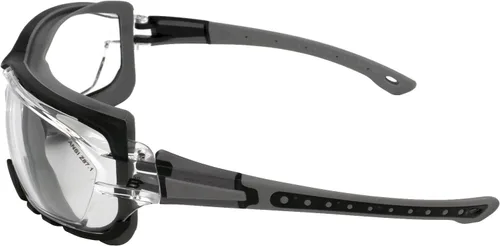 Vista 3 de Birdz Gafas de sol acolchadas de seguridad para motocicleta, color gris con lente transparente